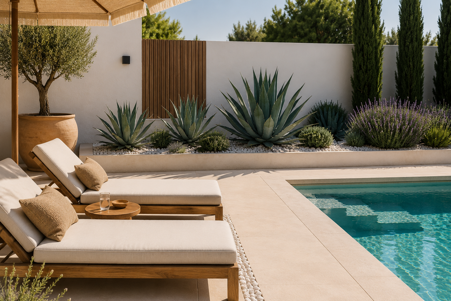Piscina con agave